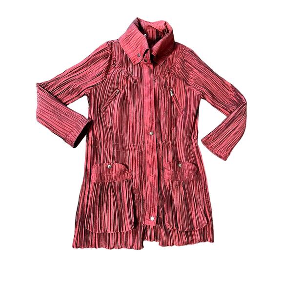 UBU Crinkled Pleated Lightweight jacket in Dark Red Boho Retro‎ M - Picture 10 of 13